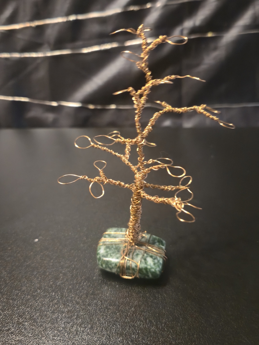 🌿 Handmade Copper Wire Earring Tree • Moss Agate • 1.09 oz